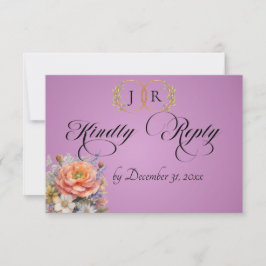 Cartão RSVP Aquarela Flores Silvestres - Lavanda