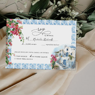 Cartão RSVP Aquarela Grécia Confirmação de Casamento