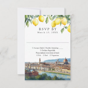 Cartão RSVP Aquarela Limões Florença Toscana Itália Casamento