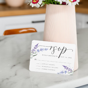 Cartão RSVP Aquarela Romântica Floral Lavanda