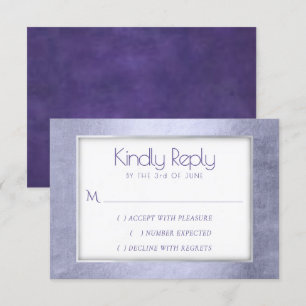 Cartão RSVP Aquarela Roxa Moldura Pastel Lilás Violeta