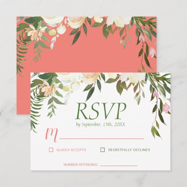 Cartão RSVP Arca de Casamento do Rosa bonito Boho (Frente/Verso)