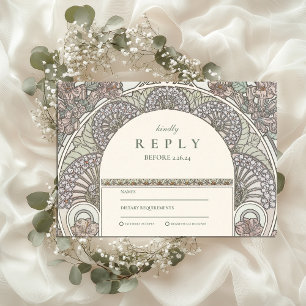 Cartão RSVP Arca Floral Romântica Salve o casamento da Data