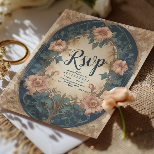 Cartão RSVP Arch Arch Nouveau Wedding Elegante (Criador carregado)