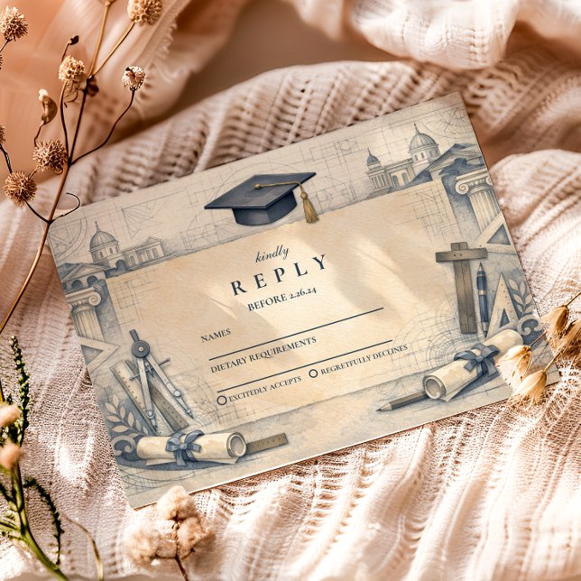 Cartão RSVP Architect Student Graduation Design (Criador carregado)