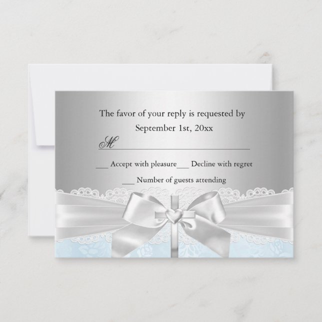 Cartão RSVP Arco Cruzado Batismo Azul/RSVP de Natal (Frente)