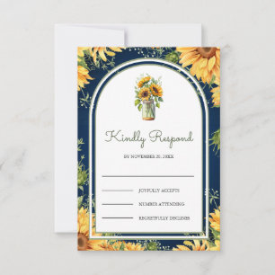 Cartão RSVP Arco de Casamento de Jarro de Mason de Girassóis d