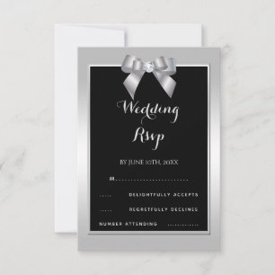 Cartão RSVP Arco de Na moda Silver Gem e Casamento Negro