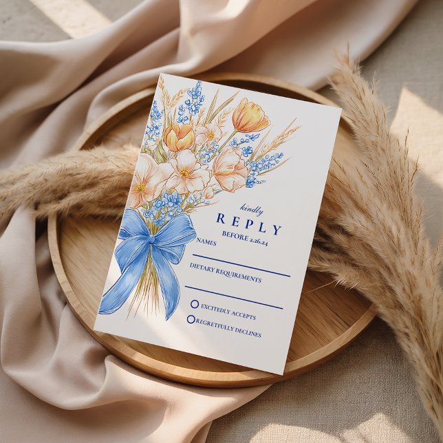 Cartão RSVP Arco de Noiva com Flores Silvestres Pastéis (Criador carregado)
