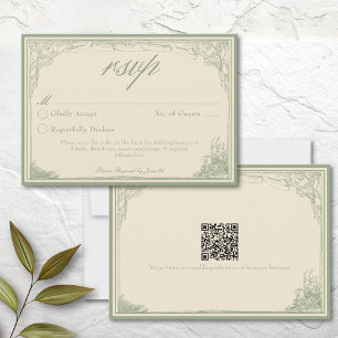 Cartão RSVP Arco de Treliça Botânico Vintage Sage Ivory Casame