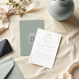 Cartão RSVP Arco Desenhado Mão E Monograma Fita Casamento