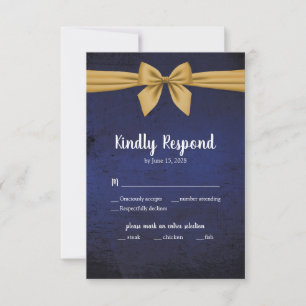 Cartão RSVP Arco Dourado Azul Escuro