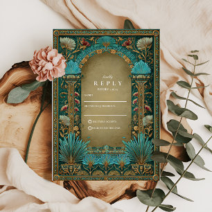 Cartão RSVP Arco Floral Casamento Islâmico