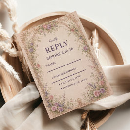 Cartão RSVP Arco Floral Vintage Romântico