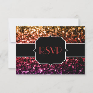 Cartão RSVP Arco-íris amarelo vermelho roxo brilha Doce 16 RSV