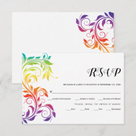 Cartão RSVP Arco-íris cola folha de rolagem gay casamento lésb