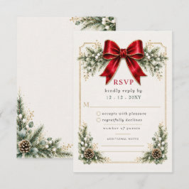 Cartão RSVP Arco Vermelho Botânico Floral Inverno Natal Casame