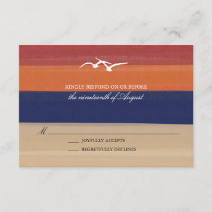 Cartão RSVP Areia, mar & oceano pintado   das gaivotas que