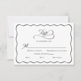 Cartão RSVP Arranjo de Casamento Elegante com Moldura Ondulada