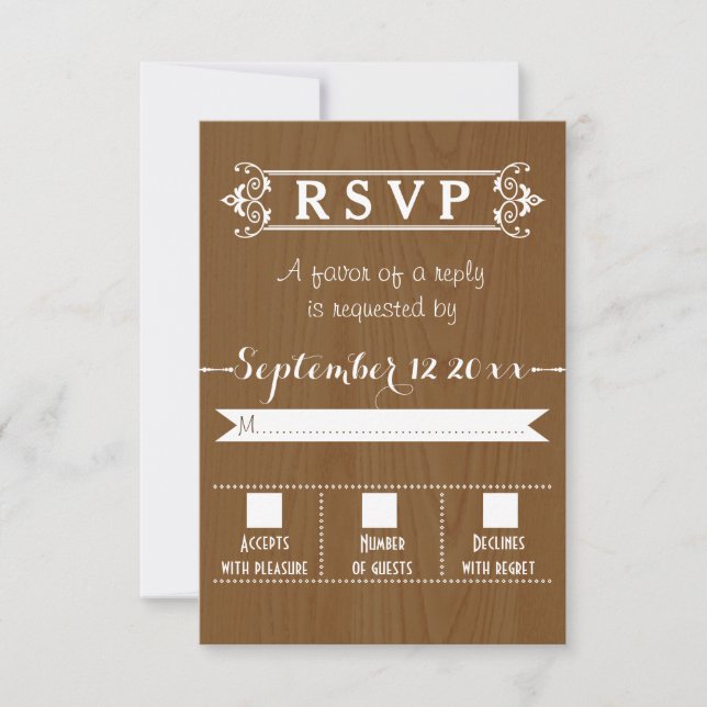 Cartão RSVP Arranjo moderno de tipografia de madeira russa RSV (Frente)