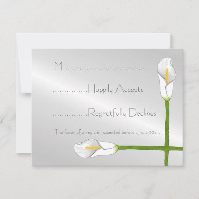 Cartão RSVP Art Deco Calla Lily Wedding (Frente)