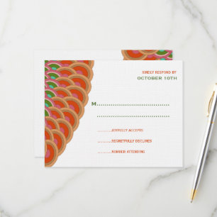 Cartão RSVP Art Deco Vintage Scallop Fan Boho Casamento Asiáti