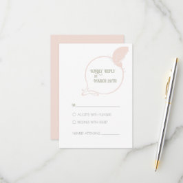 Cartão RSVP Art Nouveau Blush Vintage Borboleta Rosa Casamento