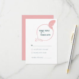 Cartão RSVP Art Nouveau Dusty Pink Vintage Borboleta Casamento