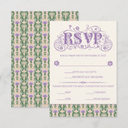 Cartão RSVP Art Nouveau Elegante Cardo Amarelo Claro