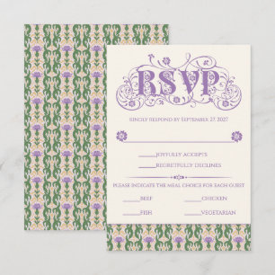 Cartão RSVP Art Nouveau Elegante Cardo Amarelo Claro