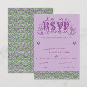 Cartão RSVP Art Nouveau Elegantes Pombinhos Rojos