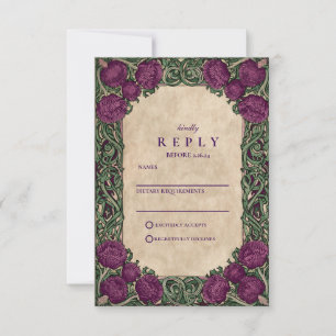 Cartão RSVP Art Nouveau Thistle Wedding