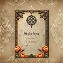 Arte celta e talão floral em tons quentes.