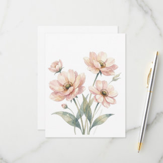 Cartão RSVP Arte de Buquê de Aquarela Floral Rosa Suave