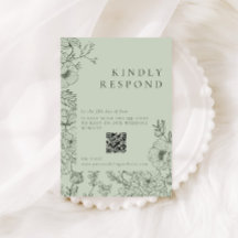 Arte de Linha Floral Casamento Verde Sage