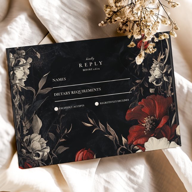 Cartão RSVP Arte Decorativa Nouveau Casamento Floral (Criador carregado)