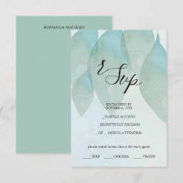 Cartão RSVP Arte em Aquarela de Queda Azul Artística