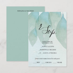 Cartão RSVP Arte em Aquarela de Queda Azul Artística