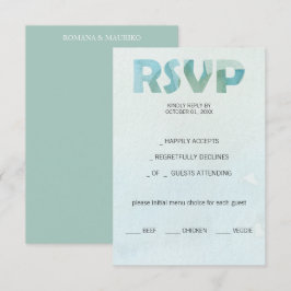 Cartão RSVP Arte em Aquarela de Queda Azul Artística