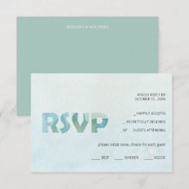 Cartão RSVP Arte em Aquarela de Queda de Água Azul Artística