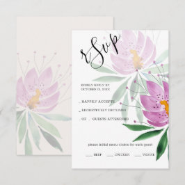 Cartão RSVP Arte em Aquarela Violeta Romântica Elegante do Lót