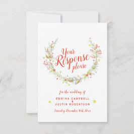 Cartão RSVP Arte floral de casamento no inverno de Natal