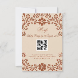 Cartão RSVP Arte Mexicana Beige Wedding