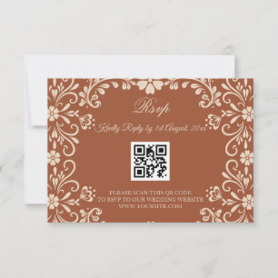 Cartão RSVP Arte Mexicano Terracota Casamento