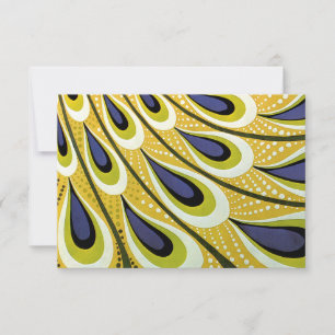 Cartão RSVP Arte Nova Antiga, Pena de Pavão da Macmillan