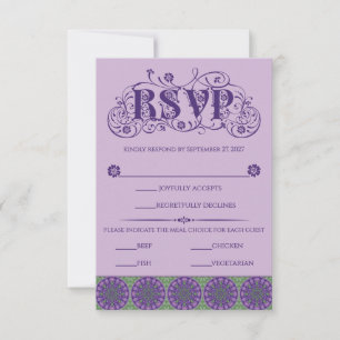 Cartão RSVP Arte Nova Rodamelo Roxo Thistle Vertical