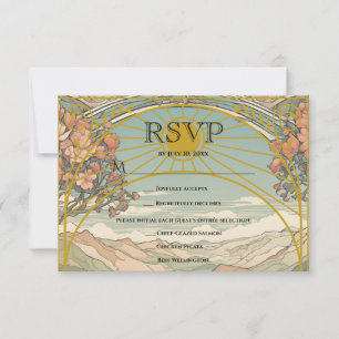 Cartão RSVP Arte Novo Decoração Vintage Casamento Refeição Nat