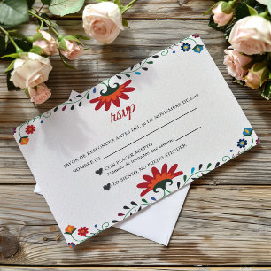 Cartão RSVP Arte Popular Floral Botânica Festa Casamento Espan