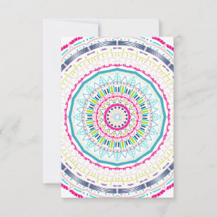 Cartão RSVP Arte Vibrante e Colorida de Mandala