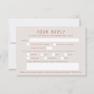 Cartão RSVP Artes em aquarela de bagas de grama terracota bege